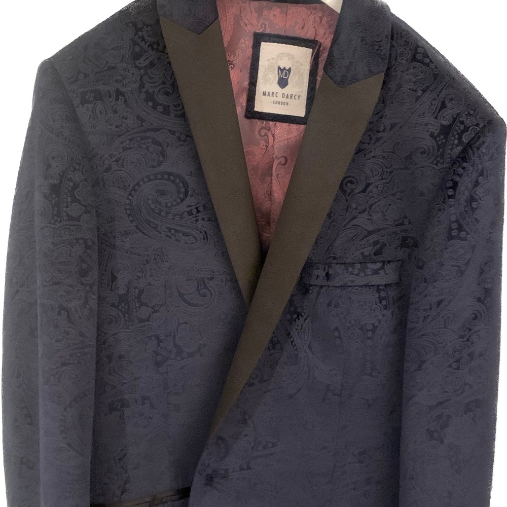 Velvet Navy Tux Lapel Jacquard Blazer (2018)